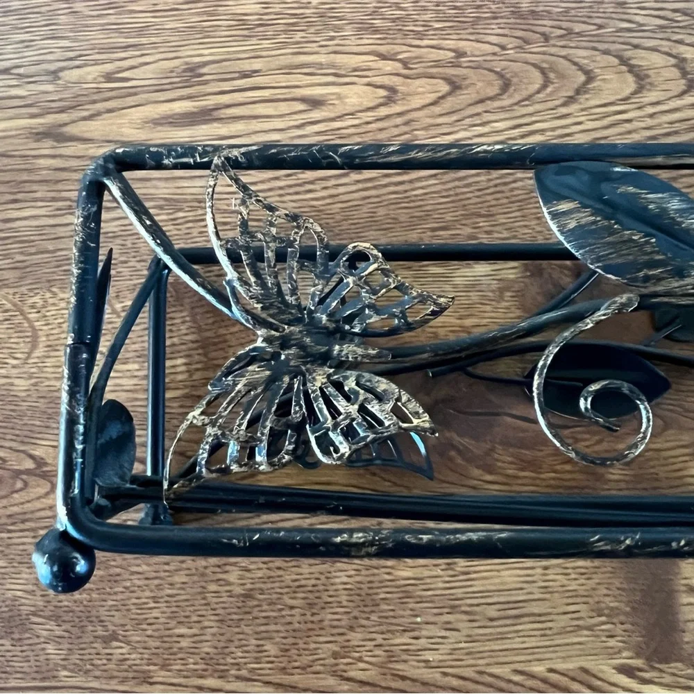 Beautiful Black Metal Butterfly Tea Light Holder